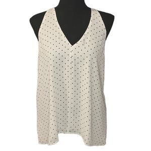 Loft Sleeveless Flowy Polka Dot Blouse Medium